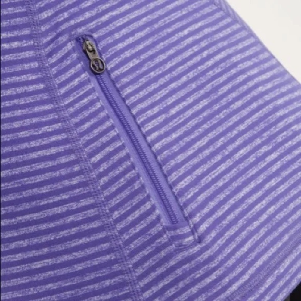 Lululemon Run Your Heart Out Pullover Purple Stripe Half Zip Size 8 - Picture 4 of 12
